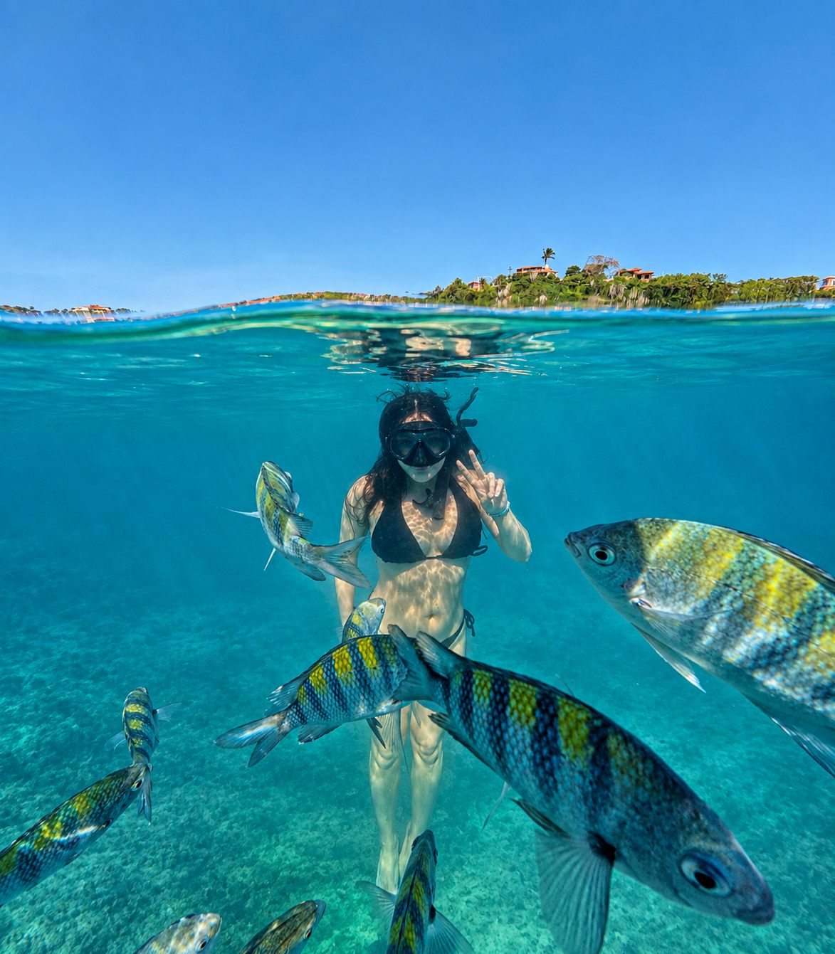 Snorkel com peixes